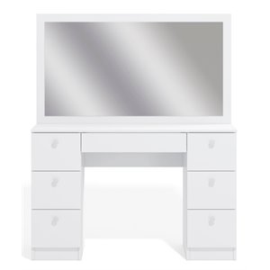 boahaus artemisia 7-drawer modern wood dressing table with mirror in white
