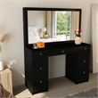 Boahaus Artemisia 7-Drawer Modern Wood Dressing Table with Mirror in Black