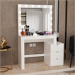 Boahaus Aurora 3-Drawer Modern Wood Dressing Table with Light Bulbs in White
