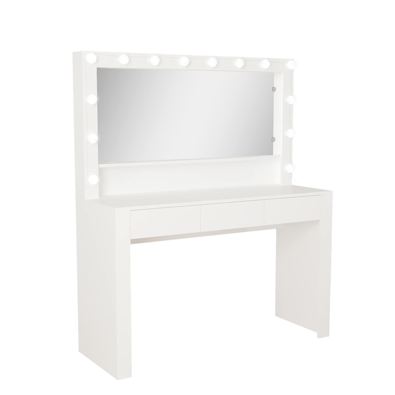 Boahaus Calliope 3-Drawer Modern Wood Vanity with Mirror in White