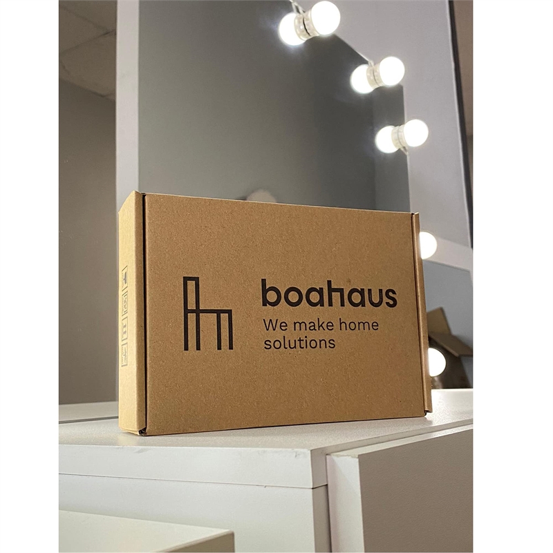 Boahaus Camilla 4-Drawer Modern Wood Vanity with LED Light Bulbs in White