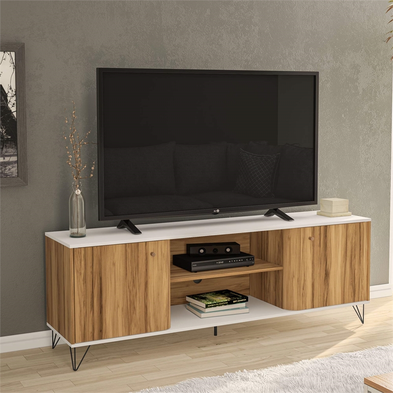 Boahaus Louisville 2-Shelf Modern Wood TV Stand for TVs up to 70