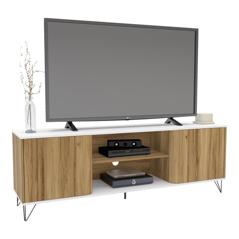 Boahaus Louisville 2Shelf Modern Wood TV Stand for TVs up to 70" in