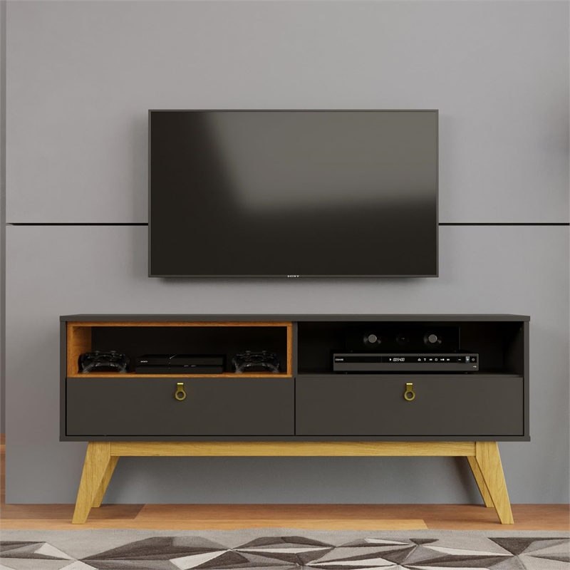 Boahaus Milkwaukee 2-Shelf Modern Wood TV Stand for TVs up to 55