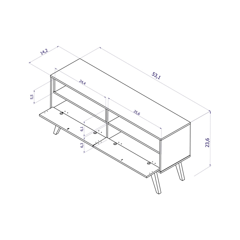 Boahaus Milkwaukee 2-Shelf Modern Wood TV Stand for TVs up to 55