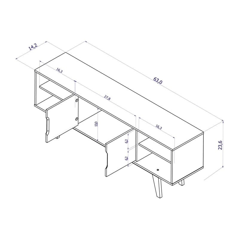Boahaus Omaha 4-Shelf Modern Wood TV Stand for TVs up to 58