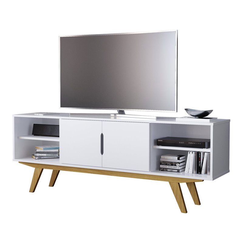 Boahaus Omaha 4Shelf Modern Wood TV Stand for TVs up to 58" in White
