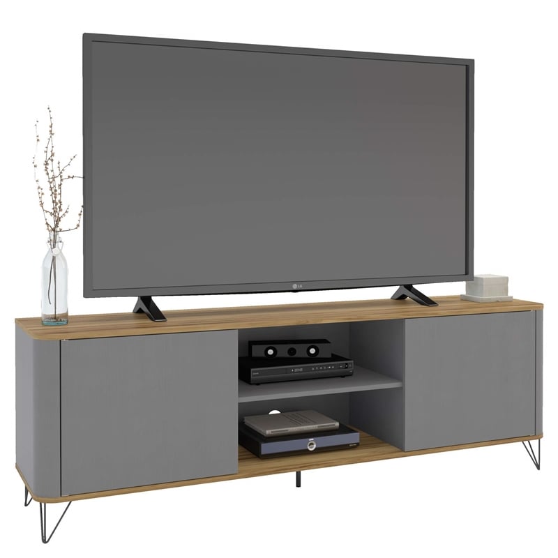 Boahaus Portland 2-Shelf Modern Wood TV Stand for TVs up to 70