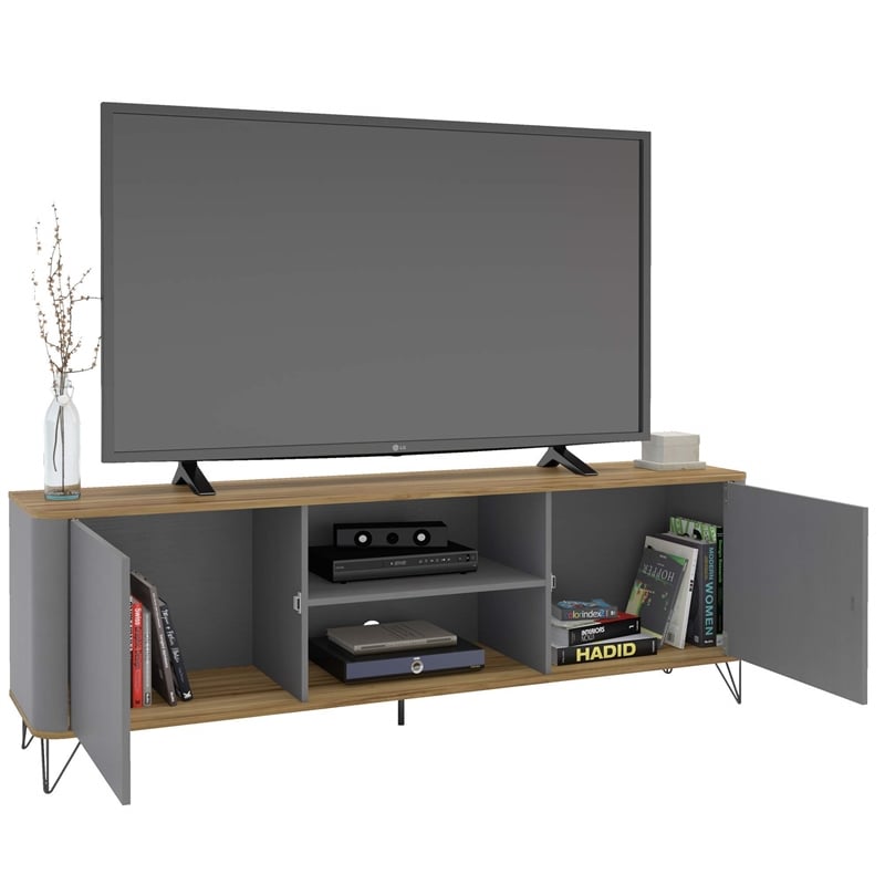 Boahaus Portland 2-Shelf Modern Wood TV Stand for TVs up to 70