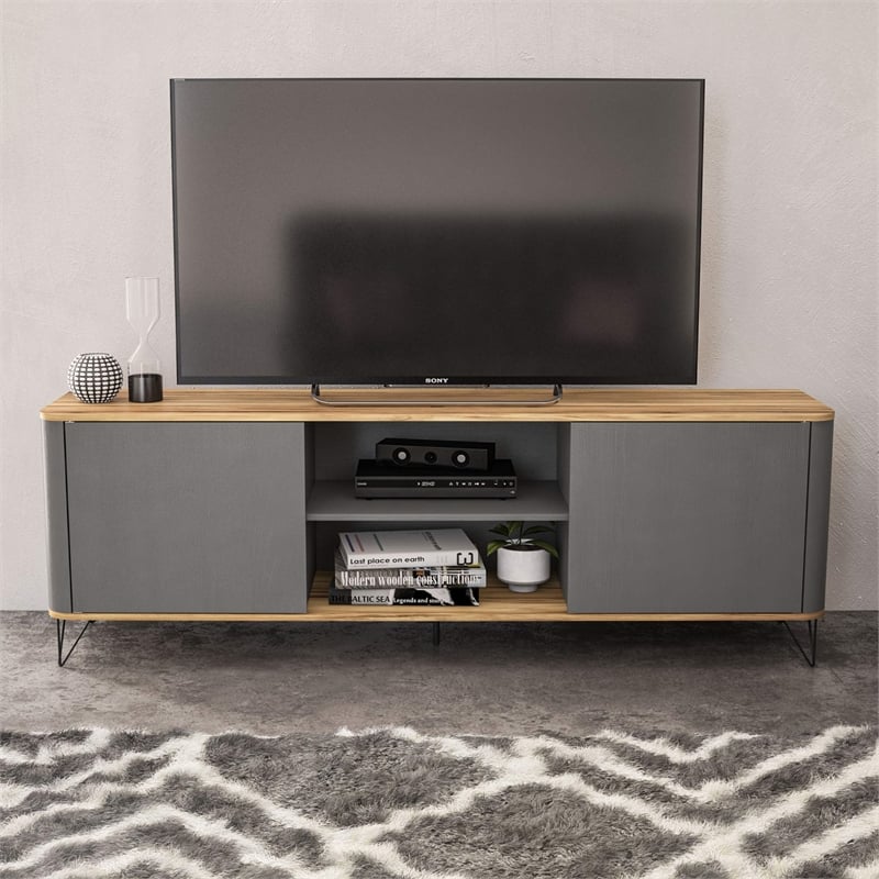 Boahaus Portland 2-Shelf Modern Wood TV Stand for TVs up to 70