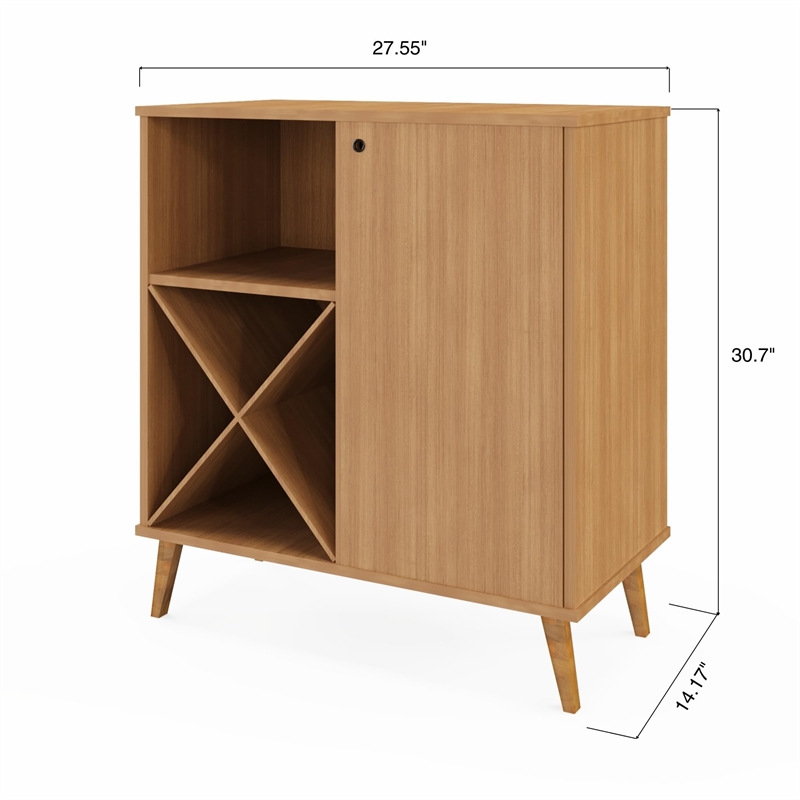 Boahaus Manchester Modern Wood Mini Bar with Casters in Dark Brown