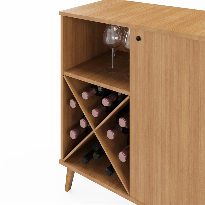 Boahaus Manchester Modern Wood Mini Bar with Casters in Dark Brown