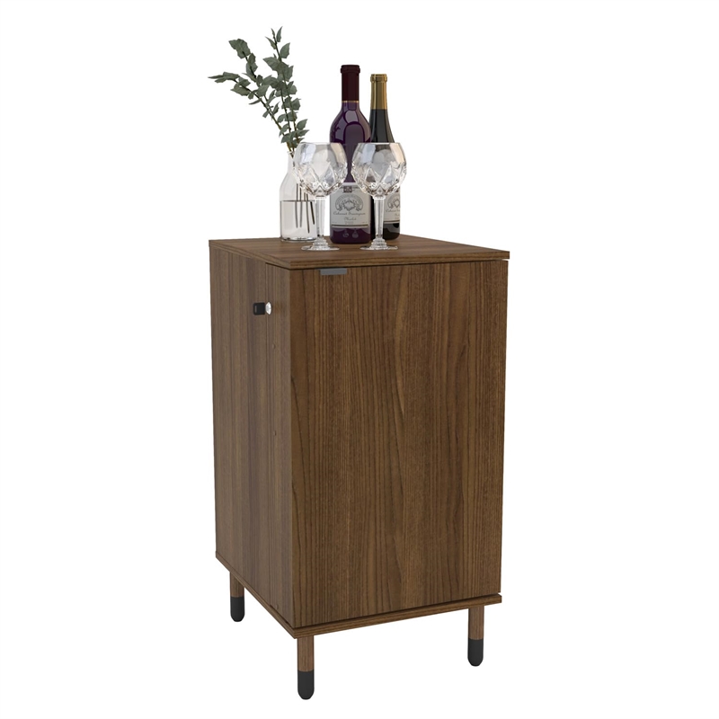 Boahaus Wrexham 1-Drawer Wood Bar Cabinet with Hanging Storage in Dark Brown