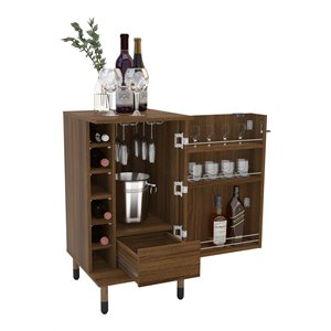 boahaus wrexham 1-drawer wood bar cabinet with hanging storage in dark brown