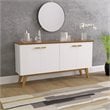 Boahaus Foix Modern Wood Sideboard with 4 Cabinets in White/Brown
