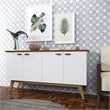 Boahaus Foix Modern Wood Sideboard with 4 Cabinets in White/Brown