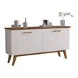 Boahaus Foix Modern Wood Sideboard with 4 Cabinets in White/Brown