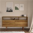 Boahaus Fontainebleau 2-Door Modern Wood Sideboard with Open Shelves in Brown