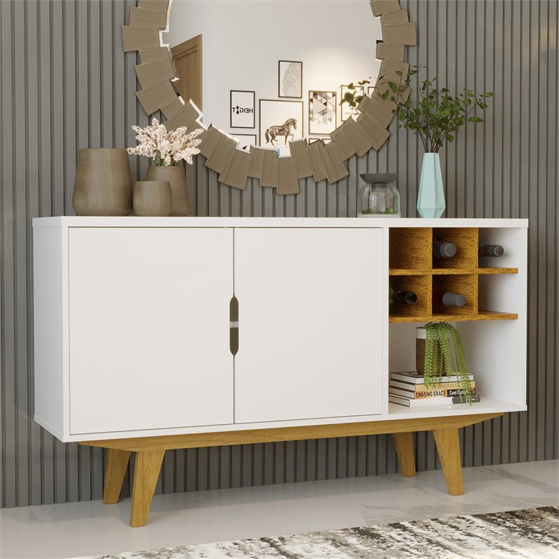 Boahaus Gisors 2-Door Modern Wood Sideboard with Open Shelves in White