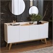Boahaus Joux Modern Wood Sideboard with 4 Cabinets in White/Brown