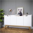 Boahaus Joux Modern Wood Sideboard with 4 Cabinets in White/Brown