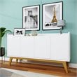 Boahaus Joux Modern Wood Sideboard with 4 Cabinets in White/Brown