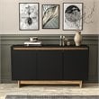 Boahaus Montresor Modern Wood Sideboard with 3 Doors in Black