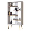 Boahaus Lund Adjustable 5-Shelf Modern Wood Bookcase in White/Brown