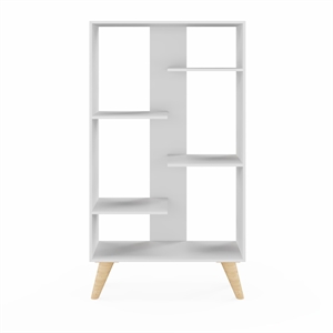 Boahaus Lund Adjustable 5-Shelf Modern Wood Bookcase in White