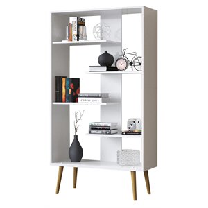 boahaus lund adjustable 5-shelf modern wood bookcase in white