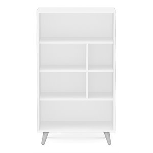 boahaus malmo 6-shelf modern wood bookcase with tapered legs in white