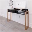Boahaus Bangkok Modern Wood Computer Desk with Hutch in White/Pine Brown