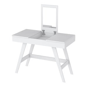 Boahaus Dalian Multipurpose Modern Wood Computer Desk with Mirror in White