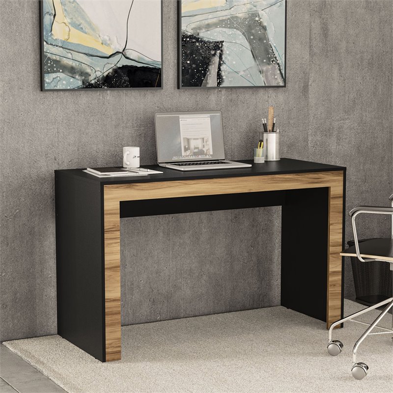 Boahaus Fukuoka Sled Base Multipurpose Modern Wood Computer Desk in Black