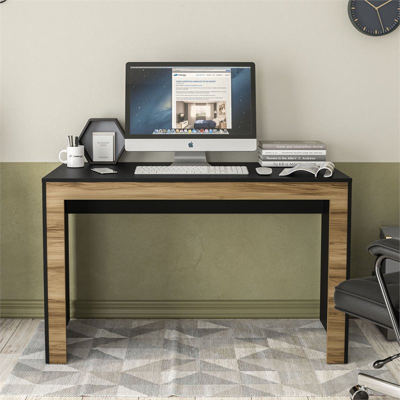 Boahaus Fukuoka Sled Base Multipurpose Modern Wood Computer Desk in Black