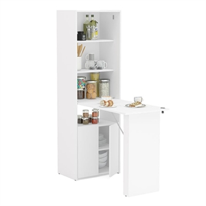 Boahaus Gunsan Multipurpose Modern Wood Storage Cabinet with Desk in White