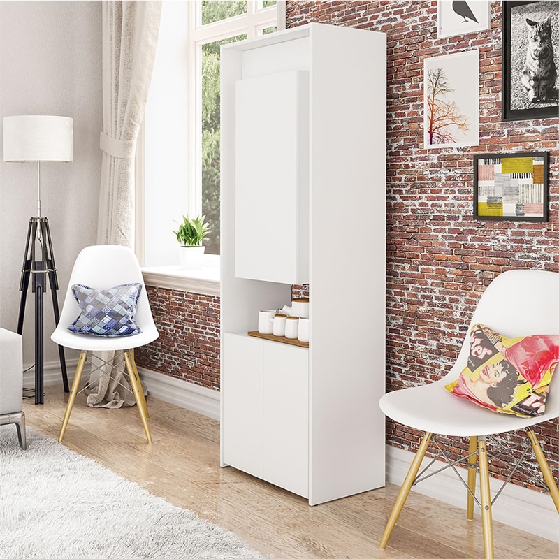 Boahaus Gunsan Multipurpose Modern Wood Storage Cabinet with Desk in White