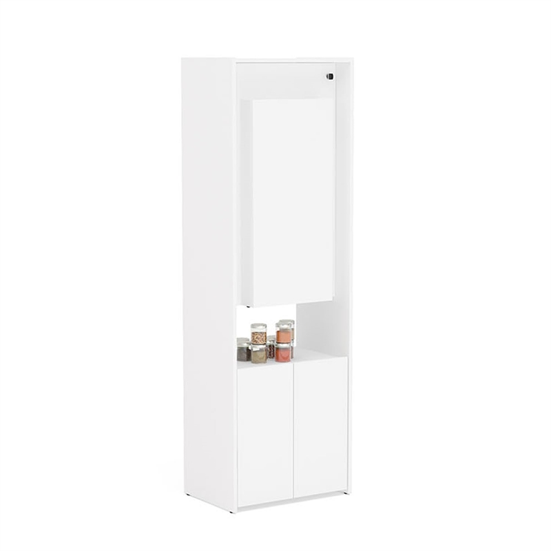 Boahaus Gunsan Multipurpose Modern Wood Storage Cabinet with Desk in White