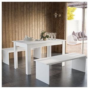Boahaus Denali 3-Piece Rectangular Modern Wood Dining Set in White