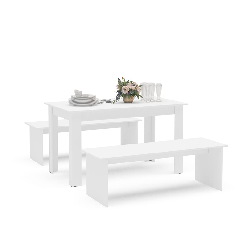 Boahaus Denali 3-Piece Rectangular Modern Wood Dining Set in White