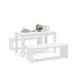 Boahaus Denali 3-Piece Rectangular Modern Wood Dining Set in White