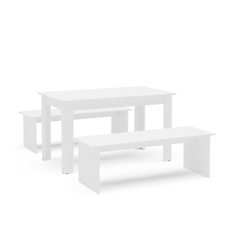 Boahaus Denali 3-Piece Rectangular Modern Wood Dining Set in White