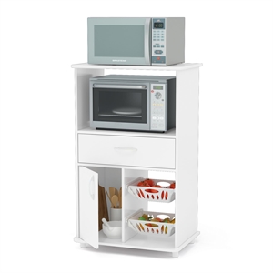 Boahaus Grenoble 1-Drawer Modern Wood Kitchen Storage Cabinet in White