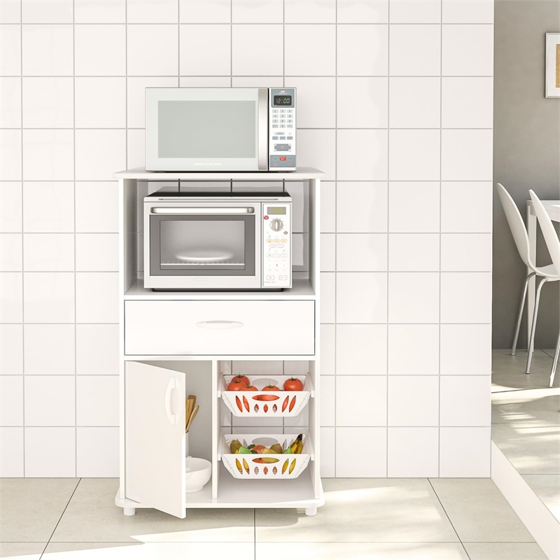 Boahaus Grenoble 1-Drawer Modern Wood Kitchen Storage Cabinet in White