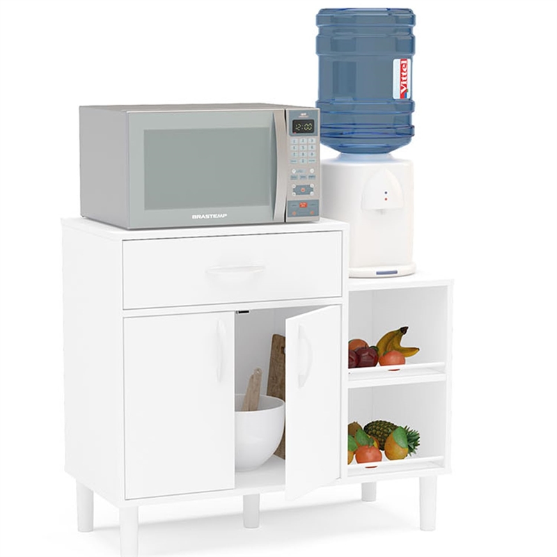 Boahaus Lyon 1-Drawer Modern Wood Kitchen Pantry with Compartments in White