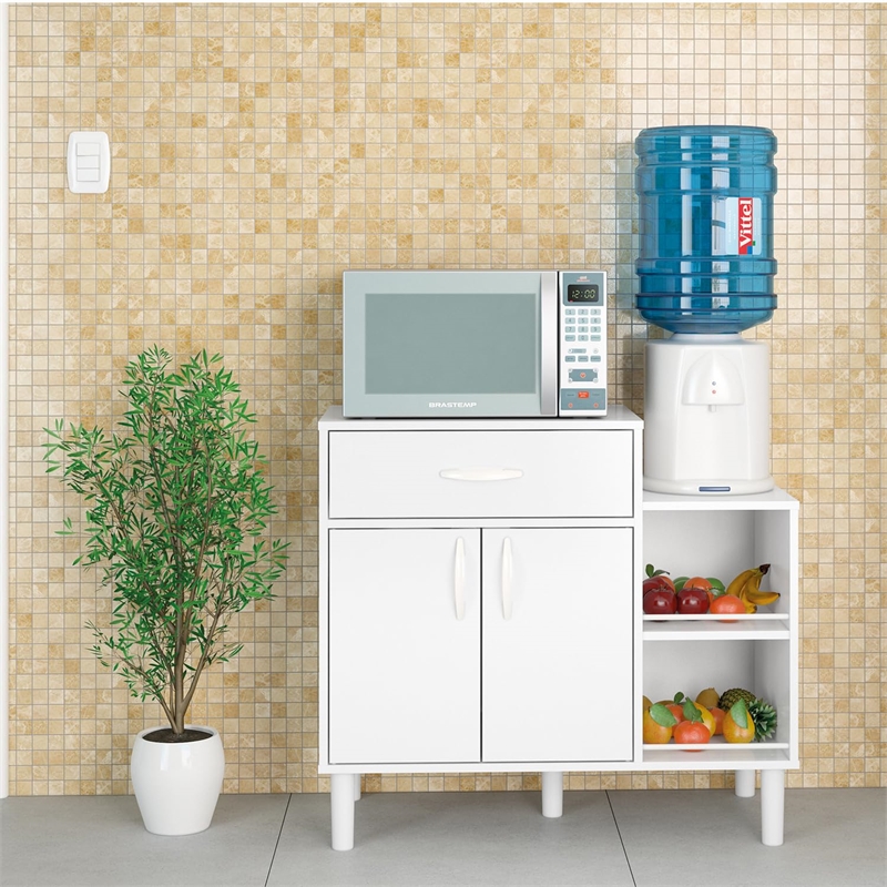 Boahaus Lyon 1-Drawer Modern Wood Kitchen Pantry with Compartments in White