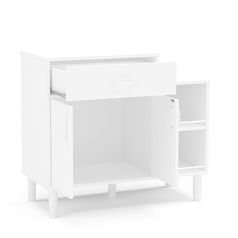 Boahaus Lyon 1-Drawer Modern Wood Kitchen Pantry with Compartments in White