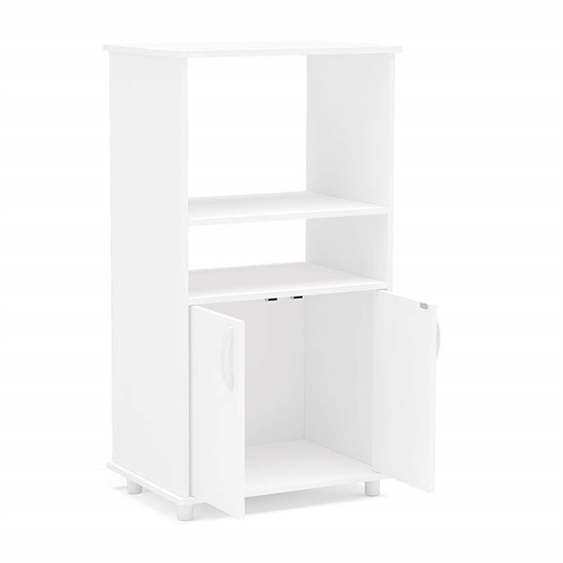 Boahaus Montpellier Modern Wood Kitchen Pantry with Open Compartments in White