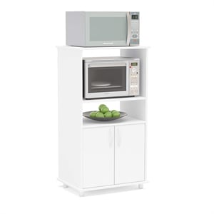 Boahaus Montpellier Modern Wood Kitchen Pantry with Open Compartments in White