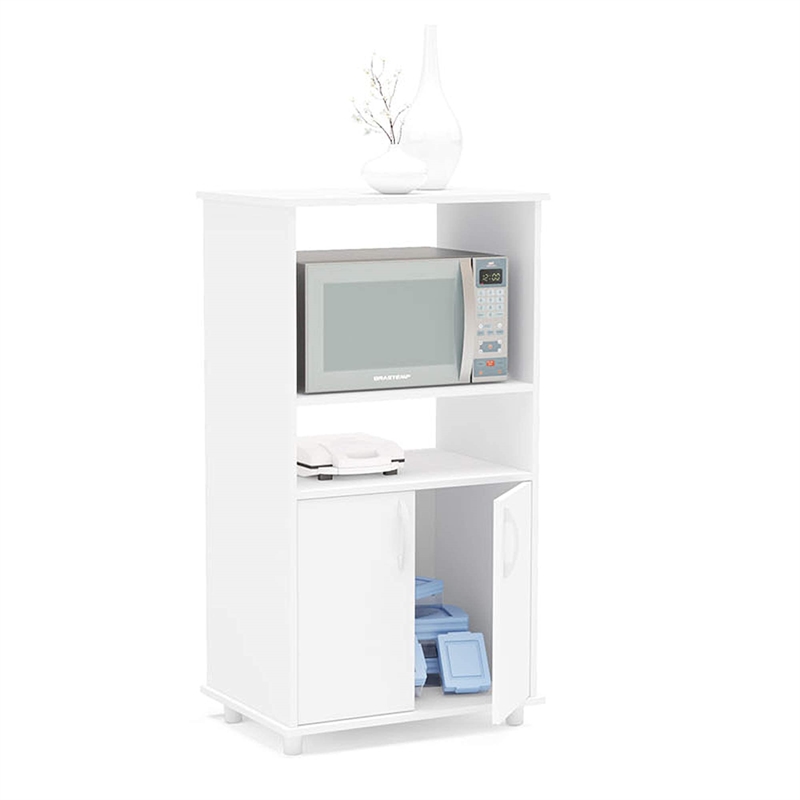 Boahaus Montpellier Modern Wood Kitchen Pantry with Open Compartments in White